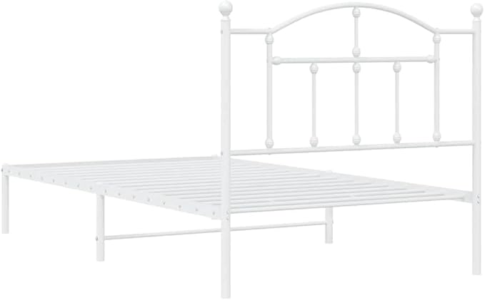 Bed Frame White Steel Single Bed Frame Rectangular Modern Bedroom Furniture Bedroom Decor for Hotels
