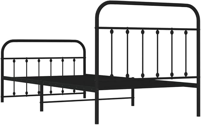 Bed Frame Black Powder-Coated Steel Twin Bed Frame Rectangular Bedroom Furniture headboard for Guest Room