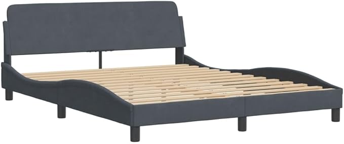 Light Gray Velvet Bed Frame with Storage, Modern Single Size Upholstered Platform for Small Spaces Dark Gray, 61.8 x 85.8 x 29.3 in
