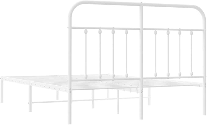 Bed Frame White Steel Double Bed Frame Rectangular Durable headboard Bedroom Furniture for Bedroom