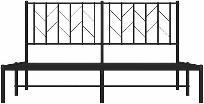Bed Frame Black Powder-Coated Steel King Bed Frame Rectangular Easy Assembly for Bedroom