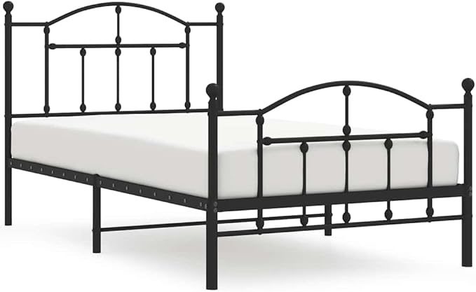 Bed Frame Black Powder-Coated Steel Twin Bed Frame Rectangular Bedroom Decor Bedroom Furniture for Hotels