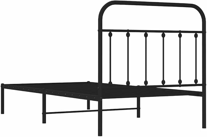 Bed Frame Black Powder-Coated Steel Twin Bed Frame Rectangular headboard Bedroom Furniture for Living Room