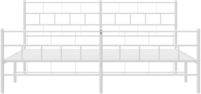 Modern White Metal Bed Frame Queen Size 72 x 84in Heavy Duty Steel Platform with Center Support for Bedroom Guest Room Dorm | Contemporary Low Profile | No Box Spring Needed