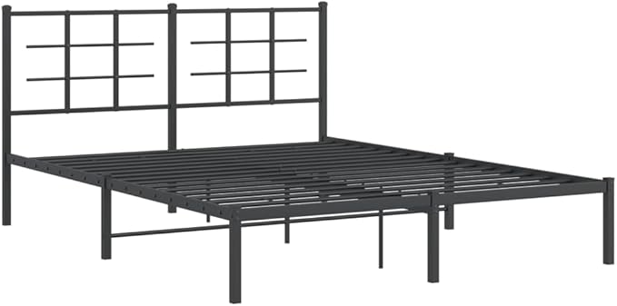 King Size Metal Bed Frame with Headboard, Modern Steel Platform Bed with Underbed Storage, Heavy-Duty Construction for Stability and Breathable Fabric for Comfortable Sleep