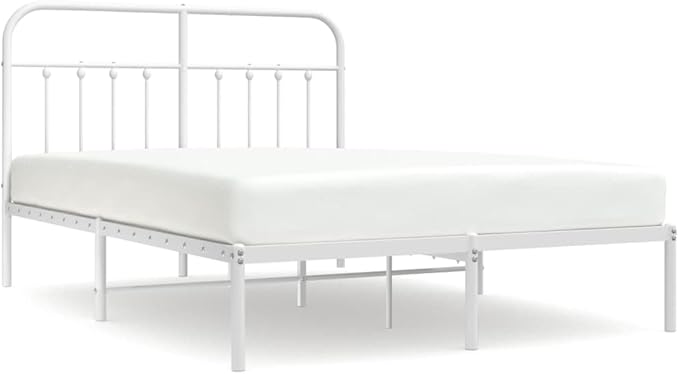 Bed Frame White Steel Double Size Bed Frame Rectangular Bedroom Furniture headboard for Living Room