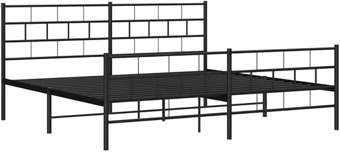 86" x 74" Black Full Metal Bed Frame, Modern Platform Design, Heavy-Duty Powder-Coated Steel, 35" H Ample Under-Bed Storage, Noise-Free Support for Bedroom and Guest Room