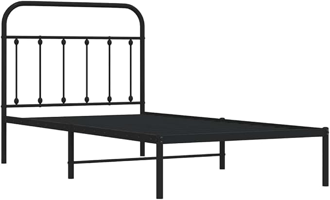 Bed Frame Black Powder-Coated Steel Twin Bed Frame Rectangular headboard Bedroom Furniture for Living Room