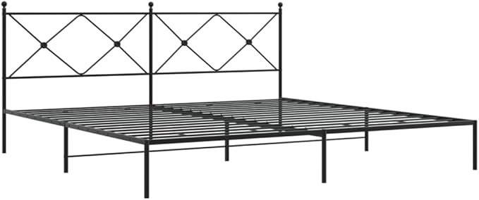 Modern Black Double Metal Bed Frame with Headboard, Sturdy Steel Construction for Two, Easy Assembly and Compact Size 78.0 x 81.5 x 35.6 Inches