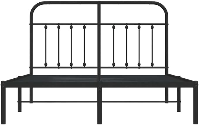 Bed Frame Black Powder-Coated Steel Queen Bed Frame headboard for Living Room 59.1x78.7 in