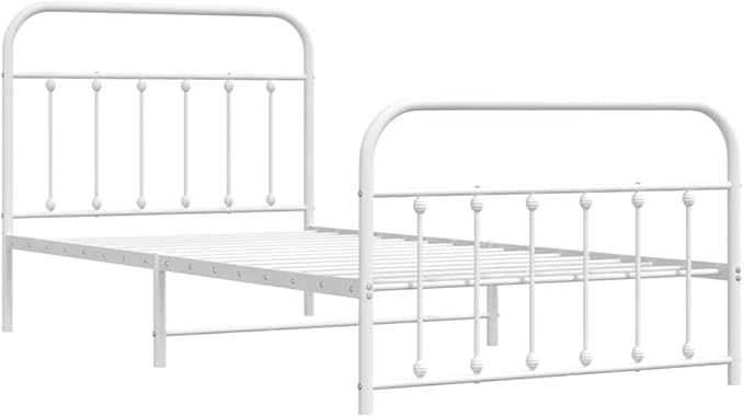 Bed Frame White Powder-Coated Steel Single Bed Frame Bedroom Furniture headboard for Living Room