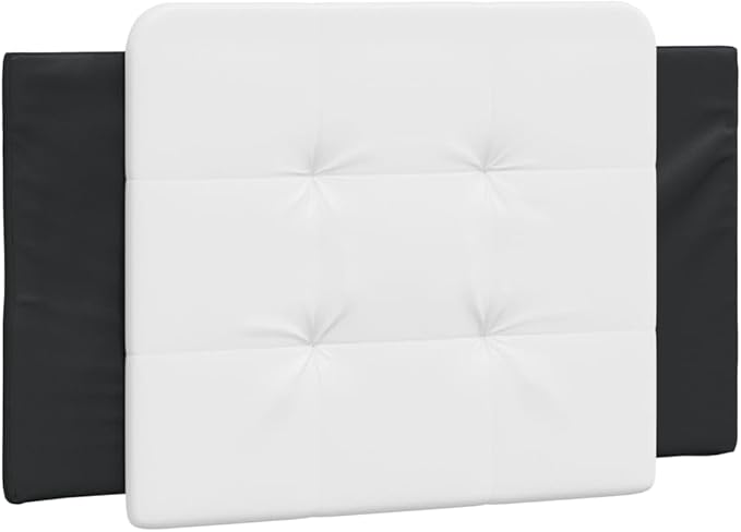 Bed Frame Single Size with Upholstered Headboard Modern Black and White Design Solid Pine Wood Structure for Bedroom Decor