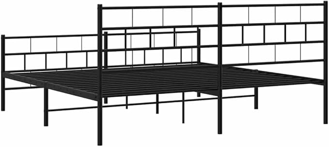 86" x 74" Black Full Metal Bed Frame, Modern Platform Design, Heavy-Duty Powder-Coated Steel, 35" H Ample Under-Bed Storage, Noise-Free Support for Bedroom and Guest Room
