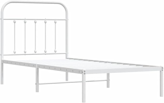 Bed Frame White Powder-Coated Steel Twin Durable Bed Frame headboard Bedroom Furniture for Bedroom