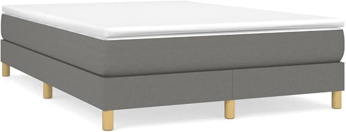 Bed Frame Dark Gray Fabric (100% Polyester), Plywood, Engineered Wood Furniture Double Bed for Apartment Bedroom