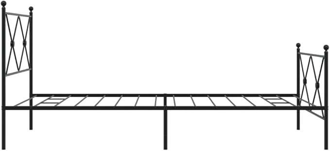 vidaXL Black Metal Bed Frame - Robust Steel Construction with Headboard/Footboard, Supportive Slats, Under-Bed Storage, Elegant Single Bed Design for Bedroom Furniture - 39.4"x78.7"