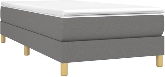Bed Frame Dark Grey Fabric (100% Polyester), Plywood, Engineered Wood Single Bed