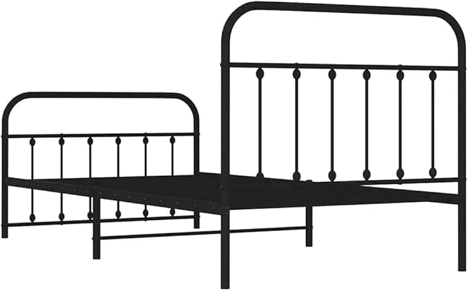 Bed Frame Black Powder-Coated Steel Single Bed Frame Bedroom Furniture headboard for Guest Room
