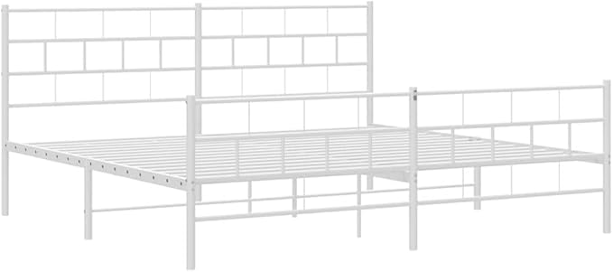 Modern White Metal Bed Frame Queen Size 72 x 84in Heavy Duty Steel Platform with Center Support for Bedroom Guest Room Dorm | Contemporary Low Profile | No Box Spring Needed