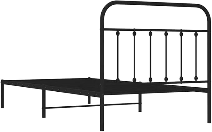 Bed Frame Black Powder-Coated Steel headboard Bed Frame for Bedroom 39.4x78.7 in