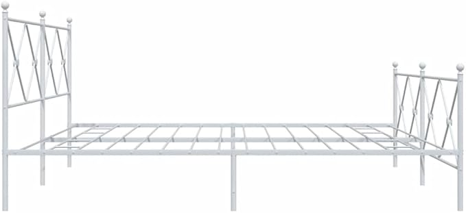 vidaXL Bed Frame White Steel 76 x 80 in Bed Frame Rectangular