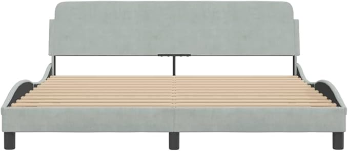 Light Gray Velvet Bed Frame with Storage, Modern Single Size Upholstered Platform for Small Spaces Light Gray, 74.0 x 90.9 x 29.3 in