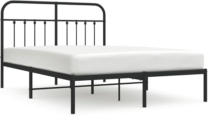 Bed Frame Black Powder-Coated Steel Bed Frame Bedroom Furniture for Bedroom 55.1 x 74.8 in