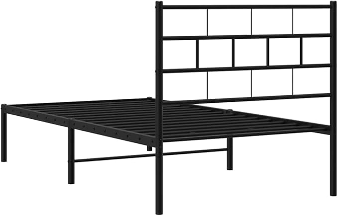 Black Single Metal Bed Frame 39.4 x 74.8 in Modern Steel Platform for Bedroom, 330 lb Load, 11.8 in Under-Bed Storage, Easy Assembly for Adult Sleepers