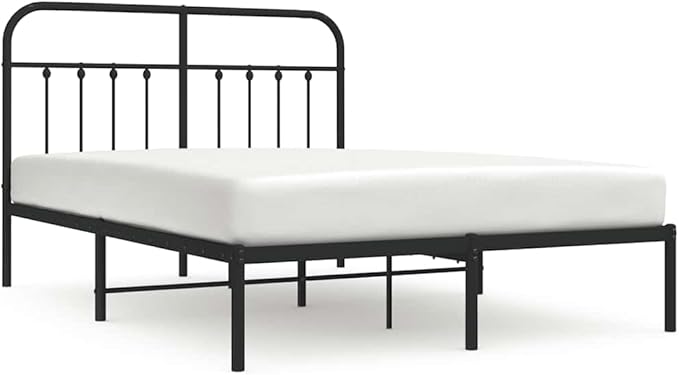 Bed Frame Black Steel Double Sturdy Bed Frame Rectangular headboard Bedroom Furniture for Bedroom