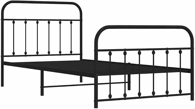 Bed Frame Black Powder-Coated Steel Single Bed Frame Bedroom Furniture headboard for Guest Room
