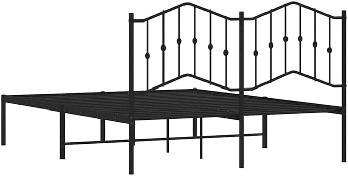 King Size Metal Bed Frame with Headboard, Powder-Coated Steel Structure, Modern Black Design, Under-Bed Storage Space, Easy Assembly for Bedroom or Guest Room