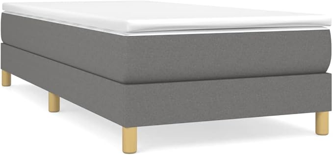 Bed Frame Dark Grey Fabric (100% Polyester), Plywood, Engineered Wood Single Bed