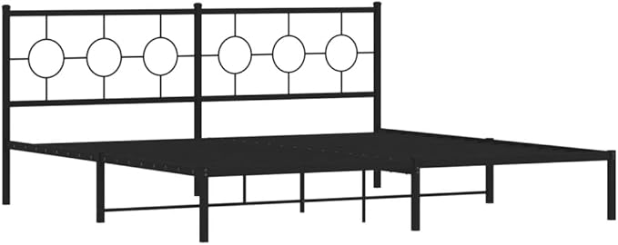 vidaXL Black Metal King Bed Frame - Industrial Style 76"x79.9" with Headboard, Sturdy Steel Construction & Extra Under-Bed Storage Space