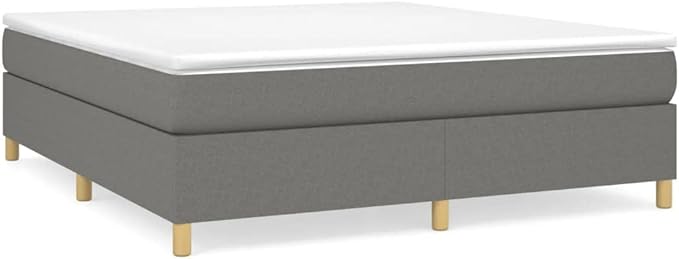 Bed Frame Dark Gray Polyester, Plywood, Engineered Wood King Single Bed Frame
