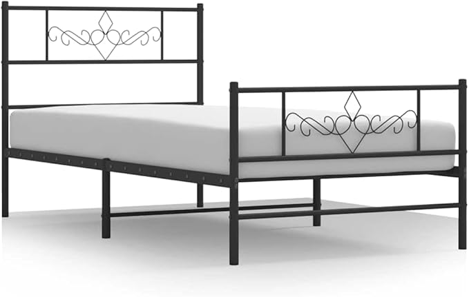 Modern Black Metal Bed Frame with Under-Bed Storage | Sturdy Steel Construction | Rectangular Design for Single Sleeper | Easy Assembly Minimal Tools
