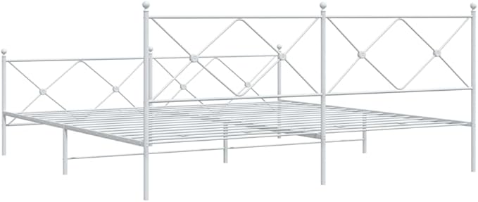 vidaXL Bed Frame White Steel 76 x 80 in Bed Frame Rectangular