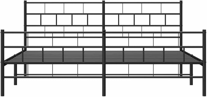86" x 74" Black Full Metal Bed Frame, Modern Platform Design, Heavy-Duty Powder-Coated Steel, 35" H Ample Under-Bed Storage, Noise-Free Support for Bedroom and Guest Room
