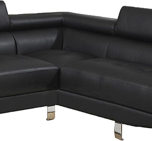 Poundex Sectional Sofa, Black