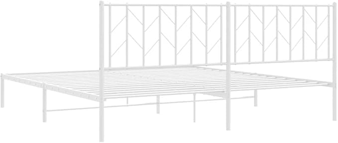 Bed Frame White Steel Double Bed Frame Rectangular Frame for Bedroom