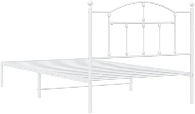 Bed Frame White Powder-Coated Steel Twin Bed Frame Rectangular Bedroom Furniture Bedroom Decor for bedrooms