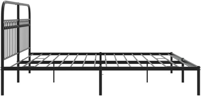 Classic Black Steel Double Bed Frame with Underbed Storage, Elegant Traditional Design for Bedroom or Guest Room, Durable and Stable Support for Mattress