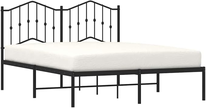 King Size Metal Bed Frame with Headboard, Powder-Coated Steel Structure, Modern Black Design, Under-Bed Storage Space, Easy Assembly for Bedroom or Guest Room