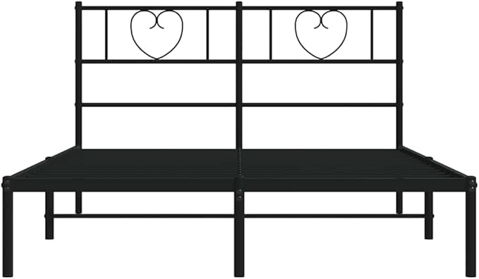 Modern Full Bed Frame with Storage, Sturdy Headboard, and Sleek Black Powder-Coated Steel Design for Adults and Guest Rooms
