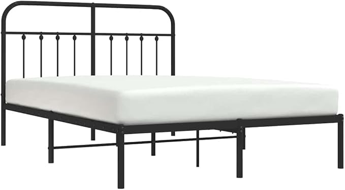 Bed Frame Black Steel Double Sturdy Bed Frame Rectangular headboard Bedroom Furniture for Bedroom