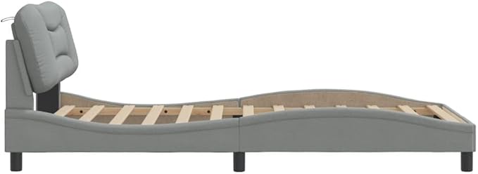 Bed Frame Light Grey Bed Frame Queen Size Double Bed for Hotel Apartment