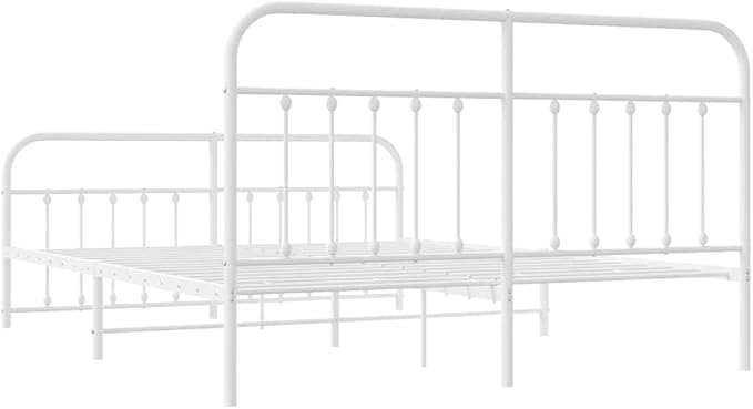 Bed Frame White Powder-Coated Steel Full Bed Frame Rectangular headboard Bedroom Furniture for Bedroom