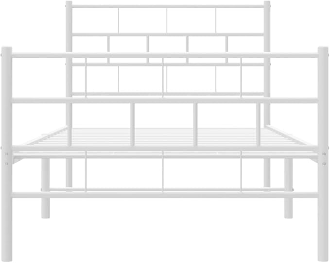 White Twin Metal Bed Frame 81.5 x 41.1 x 35.4 in, Modern Platform Bed Frame with 10.2 in Under-Bed Storage, Powder-Coated Steel for Adult Guest Bedroom