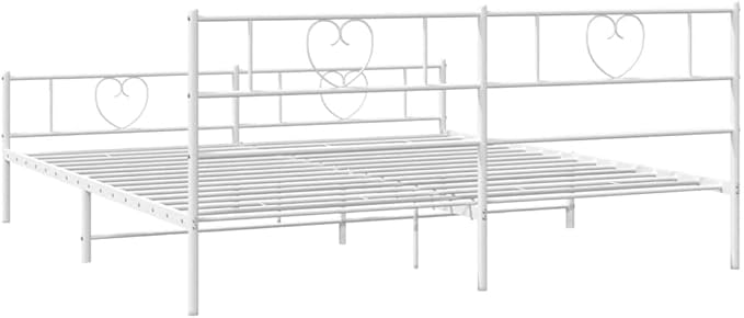 Modern White Double Metal Bed Frame with Underbed Storage Space, Sturdy Durable Structure for Adults, Minimalist Design Bedroom Furniture for Guest Room or