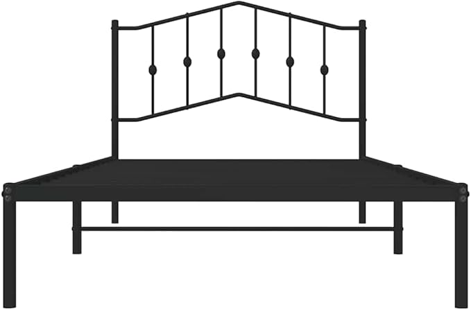 Modern Single Bed Frame with Metal Slats, Sleek Black Minimalist Design for Bedroom or Guest Room, Space-Saving Powder-Coated Steel Frame with Strong Support up to 220.5 lb