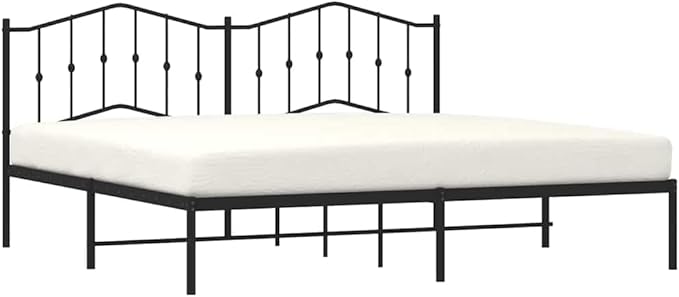 Modern Black Metal Bed Frame with Sturdy Steel Construction, 76x80 Inch Queen Size Platform Bed Frame with Slat Support for Mattress, Easy Assembly Indoor Bedroom Furniture